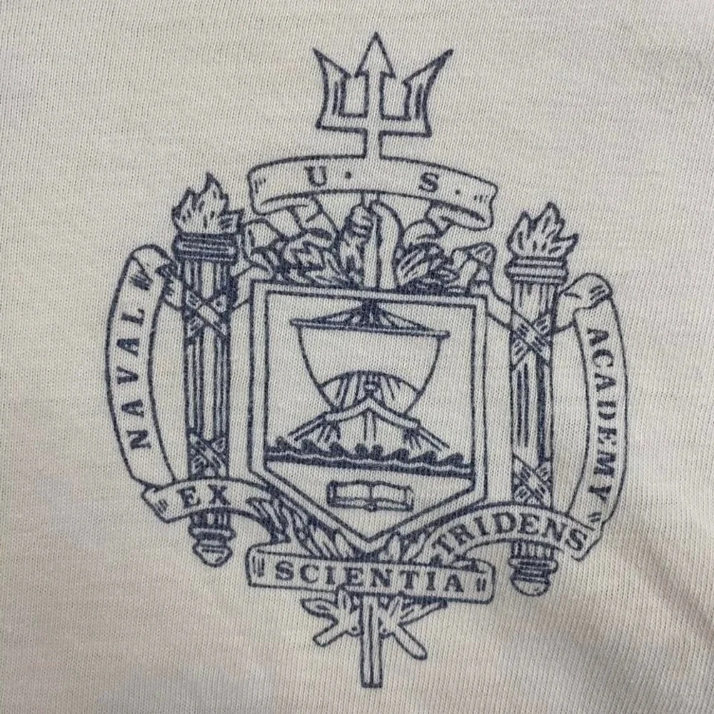 Vintage 70s US Naval Academy‎ USNA USN Champion Blue Bar Military Navy T-Shirt M